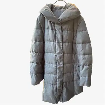 후드 부착 다운풍 코트 심플 무지 그레이 L 경량