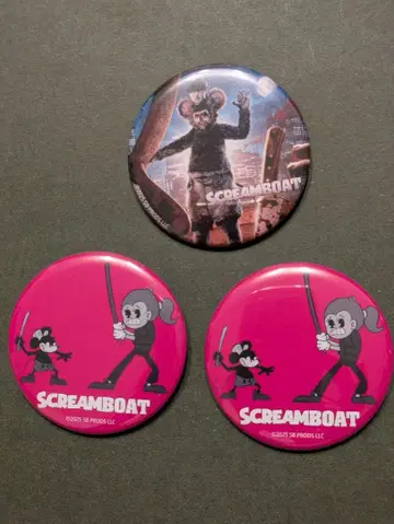 스크림 보트 캔뱃지 핑크 윌리 3개 세트