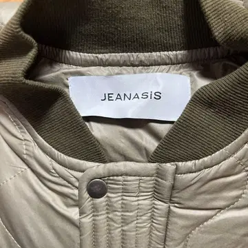 카키 퀼팅 롱 자켓