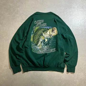 80s 90s USA제 맨투맨 물고기 대형 애니멀 동물 빈티지