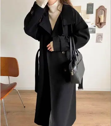 [classicalelf] 2way 니트 모사 스탠드 칼라 롱 코트