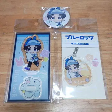 나나세 니지이치로 데님 부활절 아크릴 스탠드 캔뱃지 등 3점 블루 록