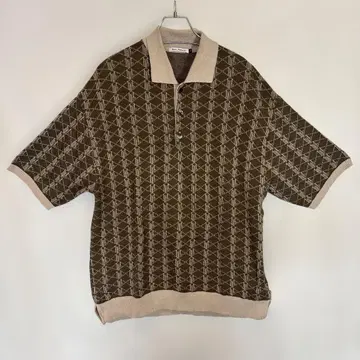 Noir_Fabrik 기하학 패턴 반팔 니트