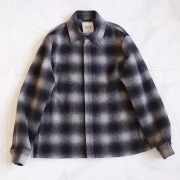 cos 옴브레 체크 자켓 L 사이즈 그레이 울