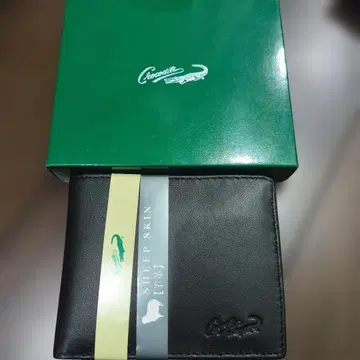 미사용 새상품 Crocodile 크로커다일 양가죽 접이식 지갑 블랙