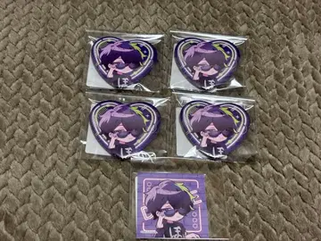 하트형 보라색 캐릭터 핀 배지 5개 세트