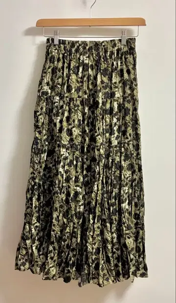 MELANGE 롱 스커트 주름 가공