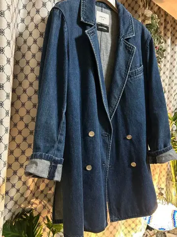 AMERI 인디고 데님 더블 브레스트 자켓 F