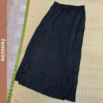 쿨 카레안 Femicite 플리츠 스커트 허리밴딩 블랙 무지 40