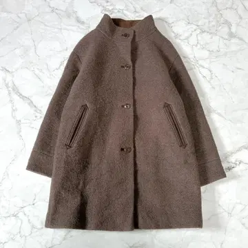 HUMAN WOMAN 슬리버 스탠드 카라 코트 넉넉한 브라운 M