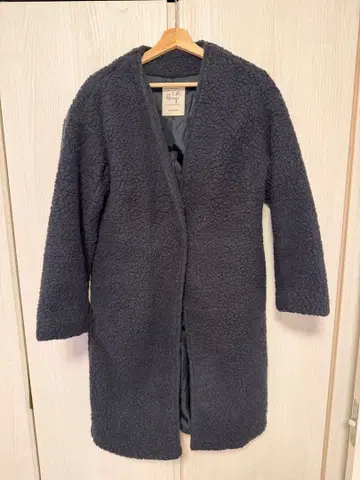 studio ClIP 다크 그레이 보아 롱 코트