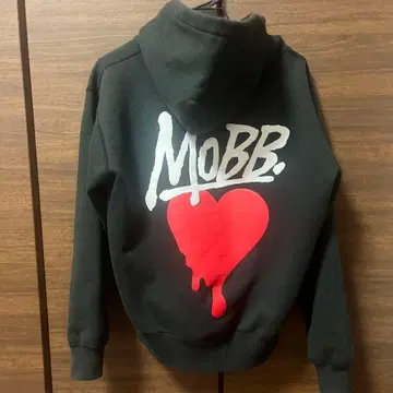 MOBB 하트 디자인 후드 부착 후드티 M 블랙