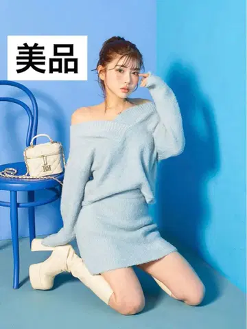 Darich 오프숄더 샤기 니트 셋업