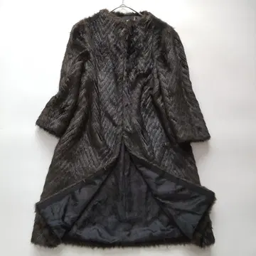 새상품급 테드베이커 에코퍼 노카라 코트 다크 브라운 7부 소매 1