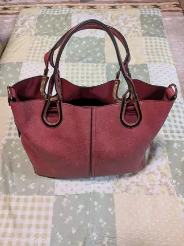 버건디 토트백 숄더 스트랩 포함
