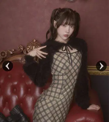 미셸 마카롱 오리지널 체크 무늬 앙상블 미니 원피스