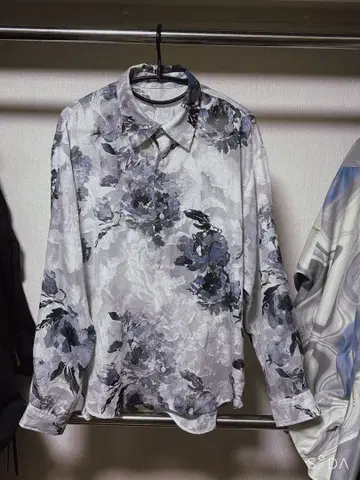 플로럴 패턴 긴팔 셔츠 시스루 HARe