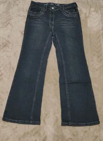 부츠컷 데님 플레어 데님 다크 블루