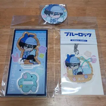 이토시 린 데님 부활절 아크릴 스탠드 & 캔뱃지 등 3점 블루 록