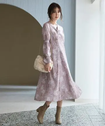 새상품 인덱스 클래시컬 플라워 절개 머메이드 원피스 M 사이즈