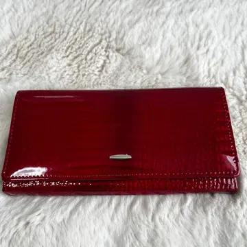 장지갑 여성용 빨간색 광택감