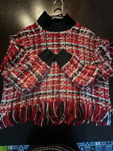 ZARA 체크 트위드풍 니트 XS 프린지