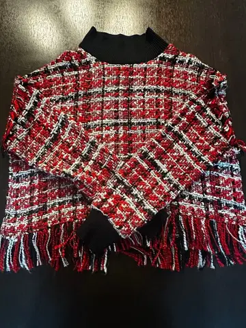 ZARA 체크 트위드풍 니트 XS 프린지