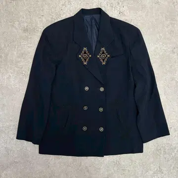 자수 더블 자켓 모 울 100% 네이비 M 테일러드 자켓