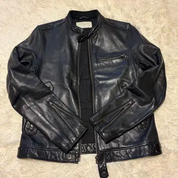 나노 유니버스 블랙 램 가죽 라이더 자켓 남성용 M 사이즈