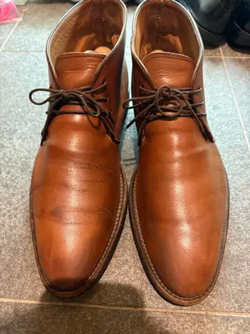 브라운 가죽 리 하이컷 비즈니스 슈즈