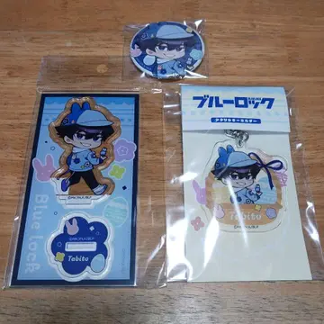 우 타비토 데님 부활절 아크릴 스탠드 & 캔뱃지 등 3점 블루 록