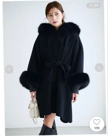 새상품 셀포드 CELFORD 퍼 판초 코트