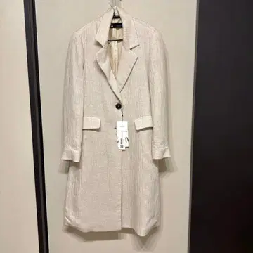 택 포함 새상품 ZARA 린넨 혼방 롱 체스터 코트 S 아이보리