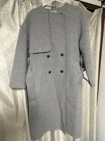 그레이 더블 브레스트 롱 코트 36