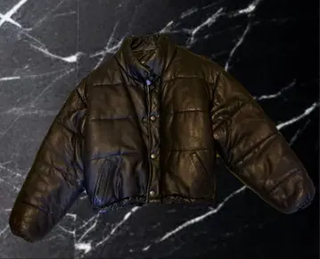 짧은 기장 천연 가죽 다운 자켓 s