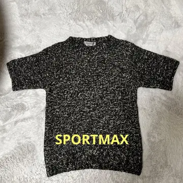 SPORTMAX 반팔 니트 스웨터 블랙과 화이트 믹스