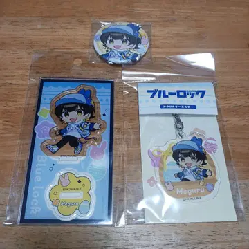 바치라 메구루 데님 이스터 아크릴 스탠드 & 캔뱃지 등 3점 블루 록