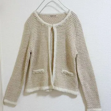 아푸와이저 리셰 가디건 펄 핑크 베이지 라메 니트