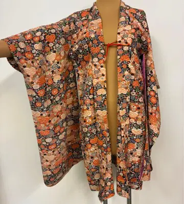 앤티크 긴 겉옷 꽃무늬 기모노 레트로