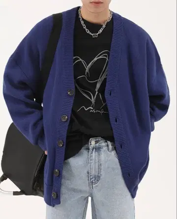 MP Studios 파랑 니트 가디건