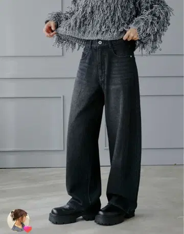 메구미 데님 배기 S 사이즈 중검 속기모 데님