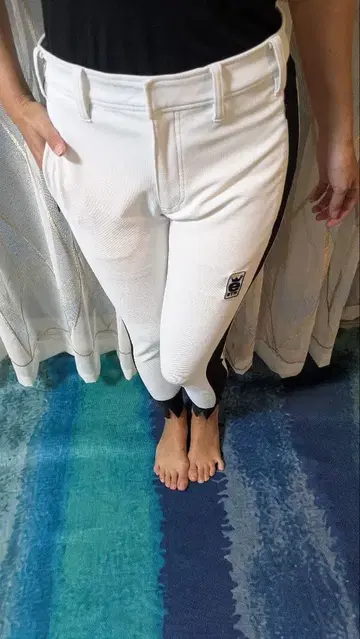 화이트 블랙 콤비 슬림 팬츠 estroso STR 골프 팬츠