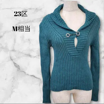 23구 23KU 그린 계열 홀스빗 부착 리브 니트 542