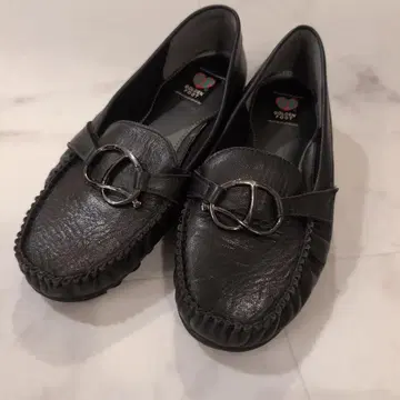 새상품급 천연 가죽 골든풋 로퍼 블랙 24cm