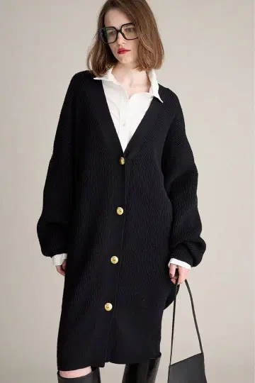 BRILL 메리노 롱 가디건 블랙