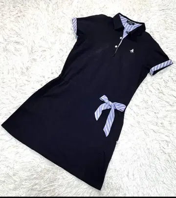 폴 스튜어트 스포츠 골프 폴로 원피스 스트라이프 리본 일본제 L