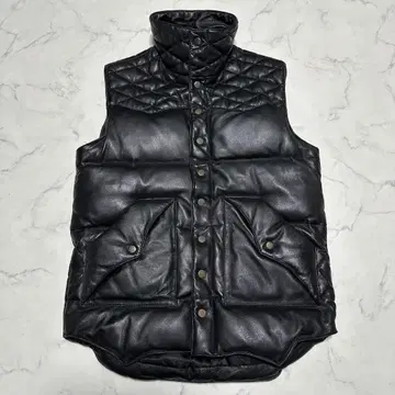 레어 barbarians 리얼 가죽 다운 베스트 양가죽 블랙 사이즈 L
