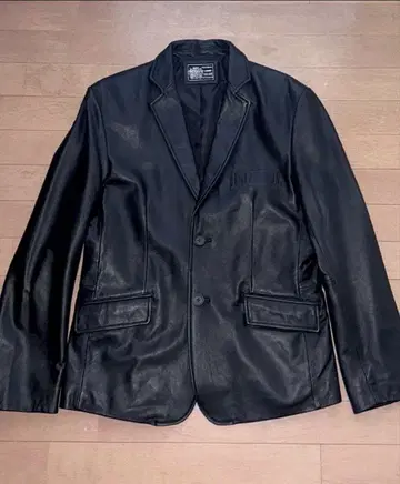 Stylish Relation 램 가죽 테일러드 자켓 양가죽 블랙 LL