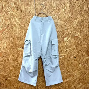 LILL 릴 카고 팬츠 무지 심플 와이드 라이트 그레이 여성용