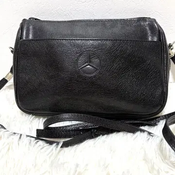 메르세데스 벤츠 천연 가죽 숄더백 파우치 블랙